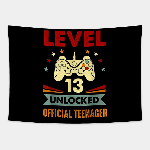 Official Teenager 13th Birthday T-Shirt Level 13 Unlocked Tapestry by wilson