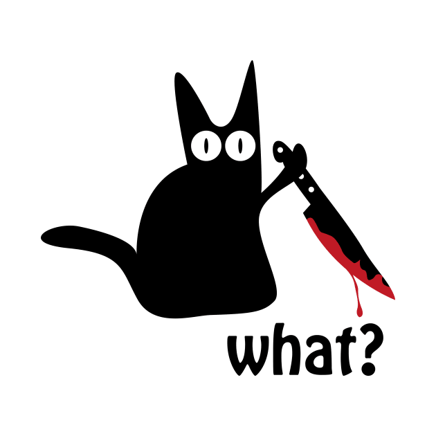 black spooky cat with bloody knife by Johnny_Sk3tch