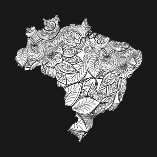 Mandala art map of Brazil with text in white T-Shirt