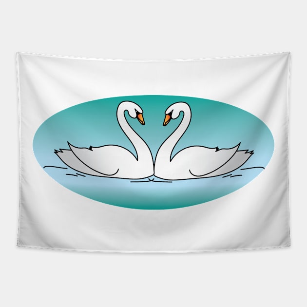 Two Swans Love Tapestry by HelenDBVickers