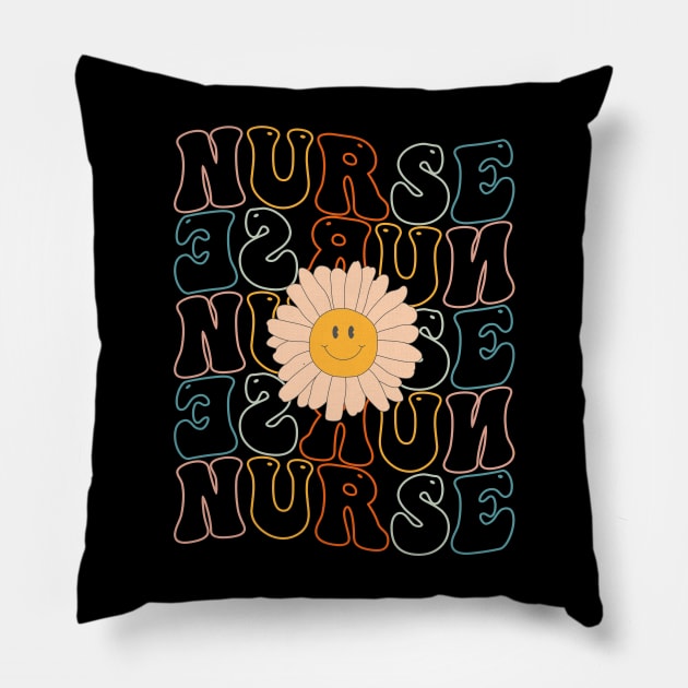 Retro Groovy Nurse Life For Women Nursing For Nurses Week Pillow by drag is art