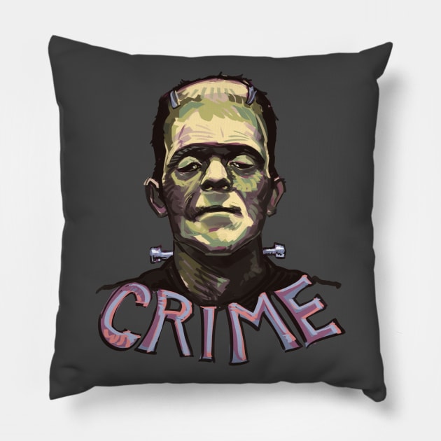 Frankenstein Crime Pillow by Skutchdraws