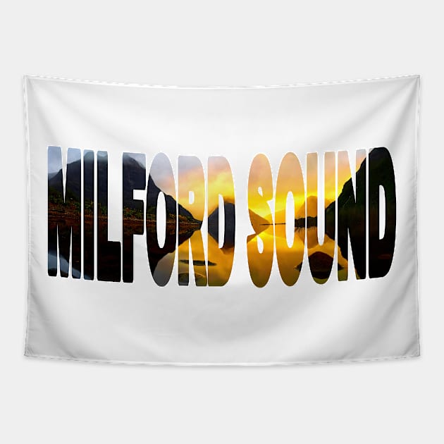 MILFORD SOUND - South Island New Zealand Sunset Tapestry by TouristMerch