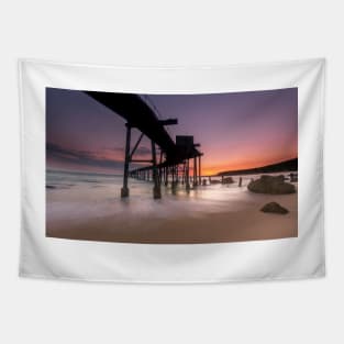 Sunrise under the pier Tapestry