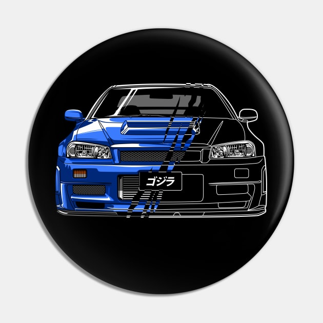 R34 GTR Skyline Turbo JDM Tuning Car 90s Fan Pin by Automotive Apparel & Accessoires