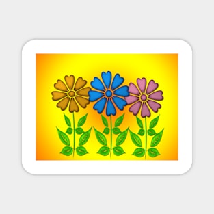 Flowers on yellow background. Magnet