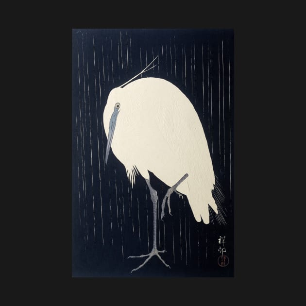 Heron in Rain by Ohara Koson by topower