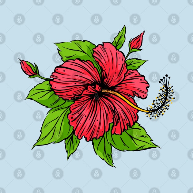 hibiscus flower hand drawn by Mako Design 