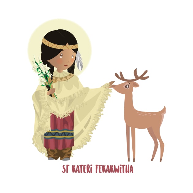 Santa Kateri Tekakwitha con venado by AlMAO2O