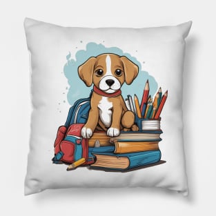 Back to school puppy cute dog first second grade pre-school design Pillow