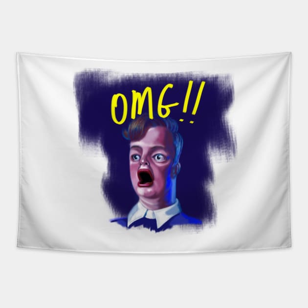 OMG!! Dude in Shock Funny Caricature Meme Tapestry by ckandrus