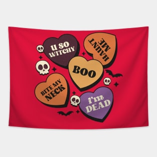 Boo Halloween Witchy Haunted Hearts Tapestry