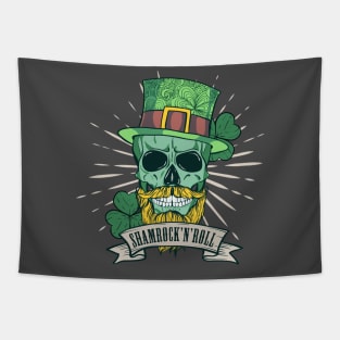 Shamrock N’ Roll St. Patrick's skull Tapestry