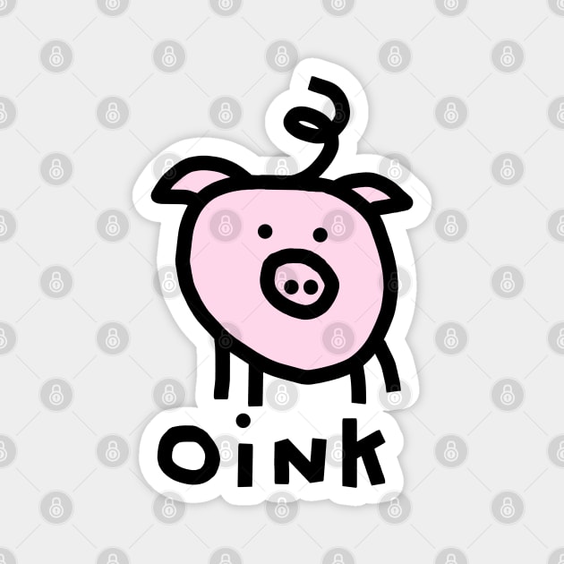 Kids Pink Pig Says Oink Animals Talk Magnet by ellenhenryart