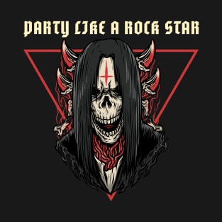 Evil Skull Party Like A Rock Star T-Shirt