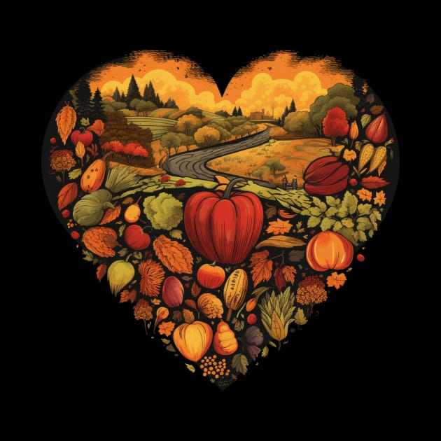 Autumn Food Heart Fall Autumn Lover Gift by Positive Designer