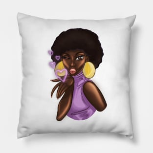 Black Afro Girl Sweet Kisses Pillow