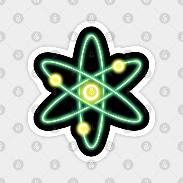 Green Neon Cosmos Atom Magnet by Milasneeze