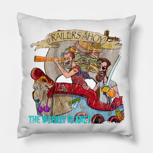 Distressed trailers Ahoy Pillow by Artbylukus