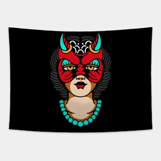 Lady devil mask Tapestry