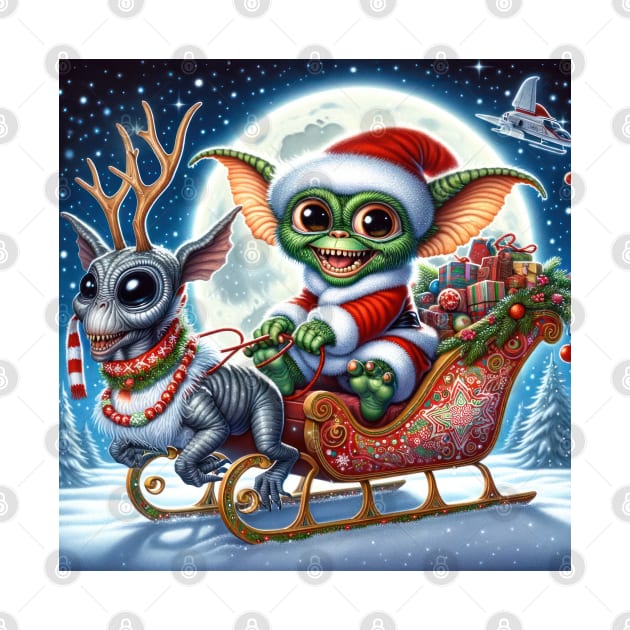 Christmas Gremlin and Alien by TooplesArt