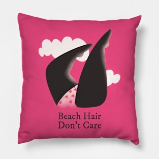 Beach Hair Don't Care Girls Summer Holiday Pillow