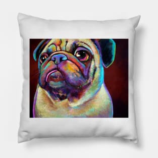 Cute PUG by Robert Phelps Pillow