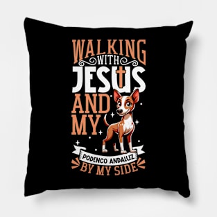 Jesus and dog - Podenco Andaluz Pillow