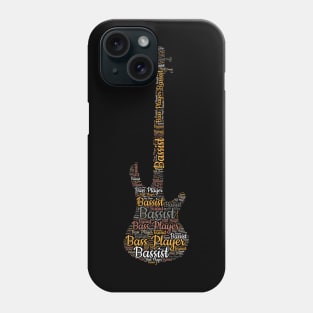 Bass Guitar Silhouette Word Cloud for Bassist Bass Player Phone Case