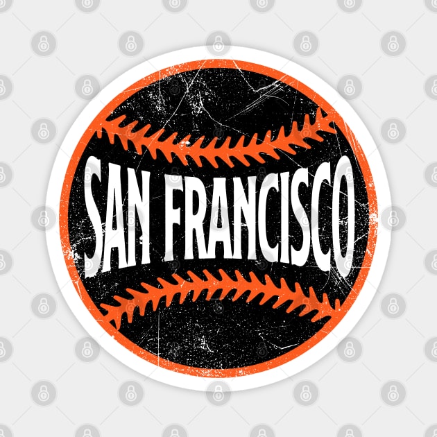 San Francisco Retro Baseball - White Magnet by KFig21