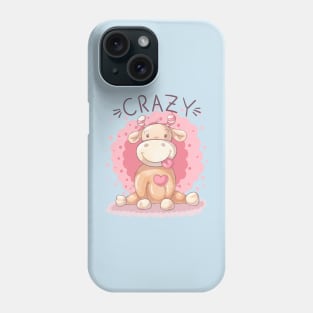 crazy cow heart Phone Case