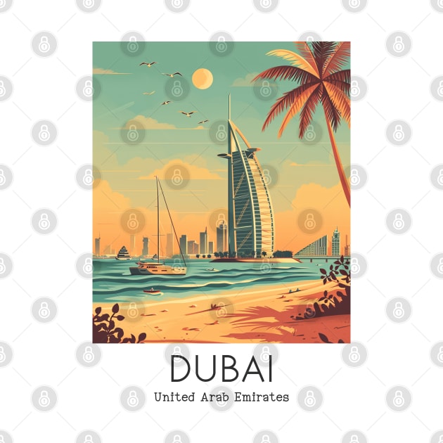 A Vintage Travel Illustration of Dubai - United Arab Emirates by goodoldvintage