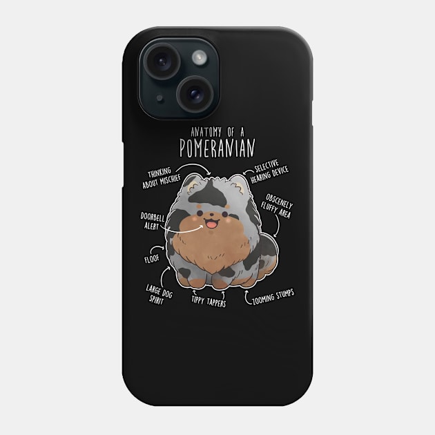 Blue Merle Pomeranian Dog Anatomy Phone Case by Psitta