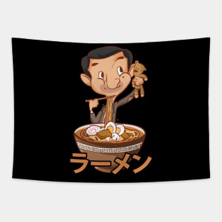 Mr. Bean Ramen Mukbang Funny Anime Tapestry