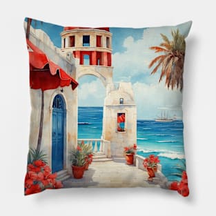 Isla Mujeres Quintana Roo Mexico Vintage Tourism Travel Retro Pillow