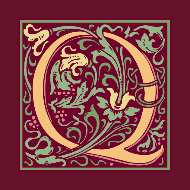 William Morris Vintage Letter Q by MatchbookGraphics