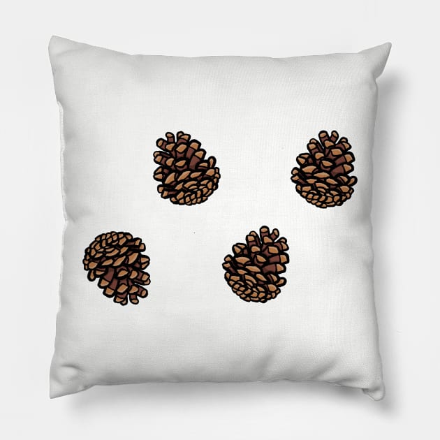 Simple cartoon pinecone pattern digital illustration, autumn nature trees woody Pillow by AlmightyClaire