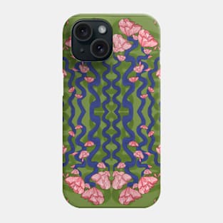 Pink Flower Blue Stems Phone Case