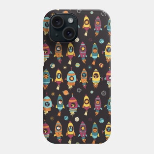 Animal astronauts in space on dark blue Phone Case