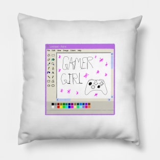 Gamer girl Ms Paint drawing Pillow