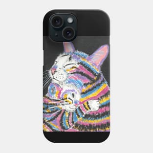 Mother and baby cat kitten abstract colorful Phone Case