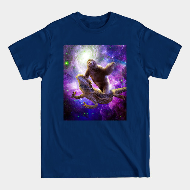 Disover Space Sloth Riding Bearded Dragon Lizard - Space Sloth Riding Bearded Dragon - T-Shirt