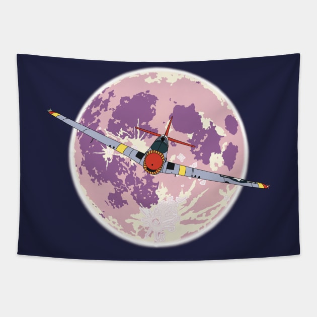 P-51 Mustang Purple Moon Tapestry by Kassi Skye