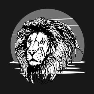 Cute Lion Head Digital Graphics T-Shirt