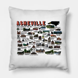 Asheville Map Art Pillow