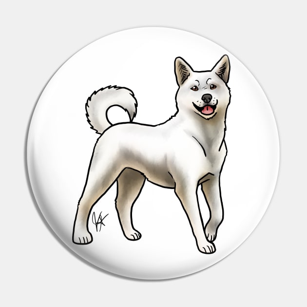 Dog - Korean Jindo - White Pin by Jen's Dogs Custom Gifts and Designs