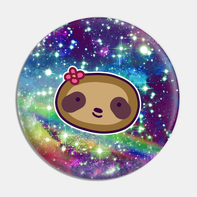 Flower Sloth Face Rainbow Space Pin by saradaboru