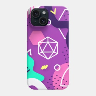 Polyhedral Dice Set Memphis Design Neon Purple Tabletop RPG Phone Case