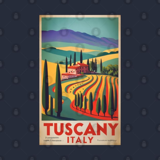 A Vintage Travel Art of Tuscany - Italy by goodoldvintage