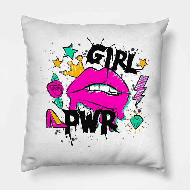 GIRL PWR Pillow by SillyBearDesign